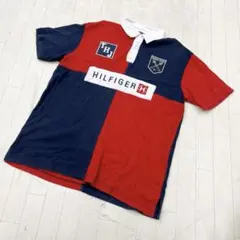 ゆ86★ TOMMY JEANS 半袖 ラガーシャツ ポロシャツ ビッグロゴ