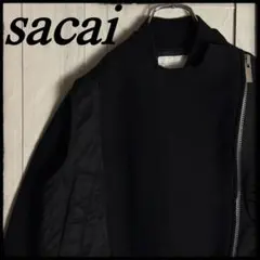 sacai サカイ ウールメルトン ニットドッキング ライダースジャケット