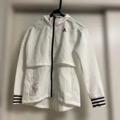 adidas ホワイト　白　パーカー　ウインドブレイカー