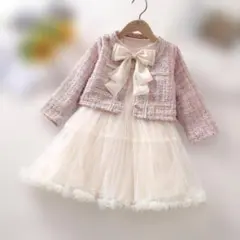 キッズ入学式スーツ2点セット120保育園フォーマル卒園式ツイード女の子ピンク子供