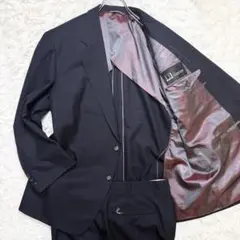 Dunhill セットアップ スーツ チェック 2XL相当 ダークネイビー