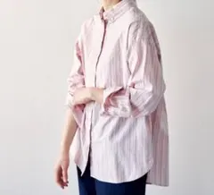 studio CLIP ロイヤルオックスマルチシャツピンクストライプ