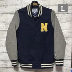 Champion チャンピオン スタジャン ネイビー・グレー　Ｌサイズ