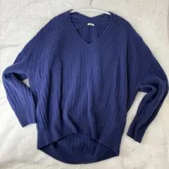 【極美品 希少】　イエナ　コクーンリブVネックプルオーバー　ニット　F　ネイビー