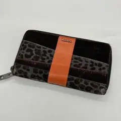 希少】DISEL ディーゼル　長財布　ラウンドファスナー　レザー　レオパード