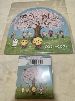イオン限定コジコジ 桜の木 ダイカットカードとステッカーA