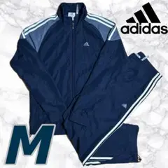 adidas アディダス セットアップ ナイロンジャージ上下セット ネイビー M