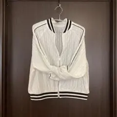 レース素材 ジップアップブルゾン ホワイト