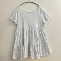 一点もの❣️ライトブルーティアードチュニック 半袖【L】ワンピース シンプル