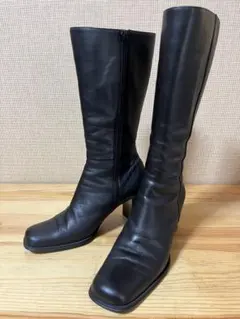 a136/ing イング ブラックレザー ロングブーツ23.5㎝