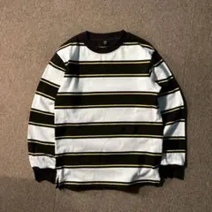 UNIQLO ボーダー カットソー クルーネック ロンT 白 黒 黄色 S