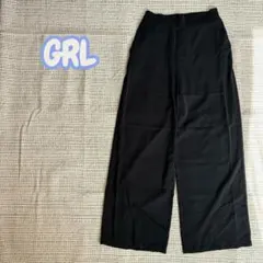 GRL ブラック ワイドパンツ Mサイズ古着黒ズボン生地薄め