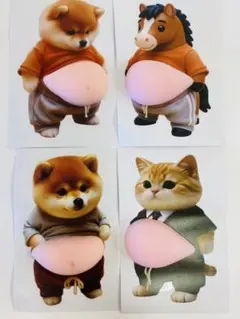 3D立体柴犬お腹ぷにぷにシール 可愛い スクイーズ もっちり 肉球 男子会 手帳