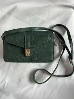 グリーン クロコダイル風 ショルダーバッグ