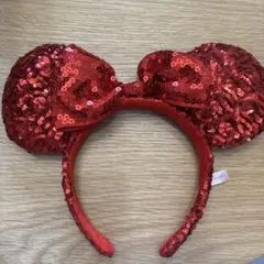 ミニーマウス風 赤 スパンコール カチューシャ