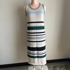 ボーダー柄ノースリーブ ニットワンピース