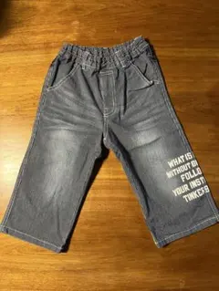 デニム ハーフパンツ プリント入り