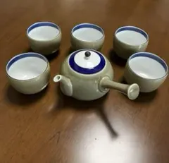昭和な急須　青磁　百年庵　深川製 深川製磁 百年庵 茶灰釉 急須茶器揃い 5客 青磁 貴重 - メルカリ