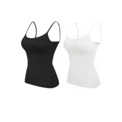 キャミソール 黒1枚と白1枚 XXL 2枚セット カップ付きキャミソール ブラ