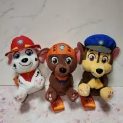 パウ・パトロールちょこんとおすわりマスコット　ぬいぐるみ3体セット