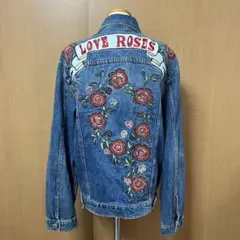 ZARA woman デニムジャケット ローズ刺繍 LOVE ROSES