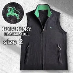 美品 バーバリー イタリアウール スタンドカラー ジップニットベスト チャコール
