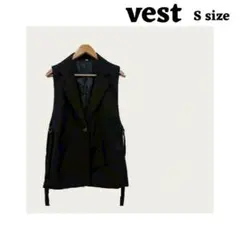 ブラック ノースリーブジャケット Sサイズ ベスト