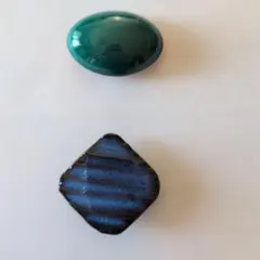 緑と濃紺の縞模様2点