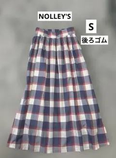 NOLLEY'S チェック ロングスカート S 日本製 後ろゴム 裏地付きのサムネイル