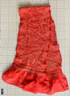 七五三 帯揚げ　シルク100% 長さ106.5cm 鹿の子絞り　朱色　赤　正絹