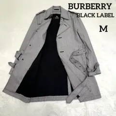 【美品✨】バーバリーブラックレーベル　トレンチコート　ロング　千鳥格子M