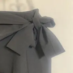 未使用 極美品 ウエストリボン 膝下スリット入りスカート ブラック（Sサイズ）