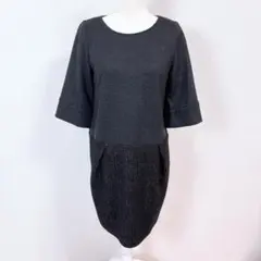 【美品】AuieF アウィーエフ 長袖　切り替えウールワンピース Lのサムネイル