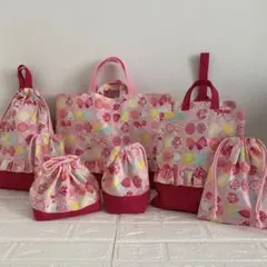 ハンドメイド　入園入学セット　蝶々　リボン 　レッスンバッグ　上履き袋