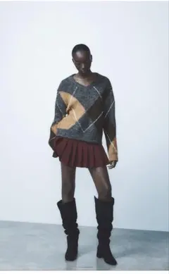 スウェード折り返しファー付きロングブーツ 新品