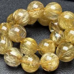 男女可高グレード高透明極満針タイチンゴールドルチルクォーツのブレスレット金運