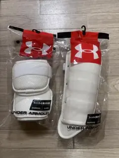 アンダーアーマーレガースセットフット＋エルボーガード白 ほぼ未使用　高校野球対応