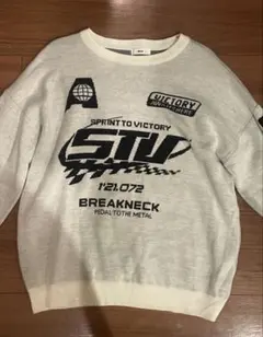 WEGO グラフィック クルーネックニット ホワイト