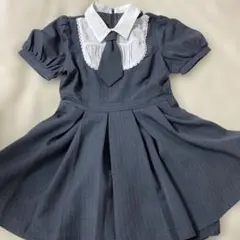 evelyn ネクタイ付きタックプリーツワンピース　グレー