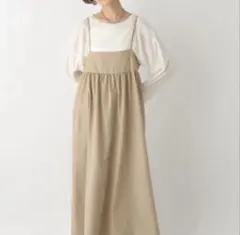 レプシム 切り替えギャザーキャミワンピース ベージュ
