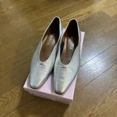 DIANA シルバー ミニマルフラットシューズ 23.5cm