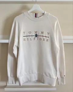 TOMMY HILFIGER オフホワイト ラグランスウェット ロゴ刺繍 L