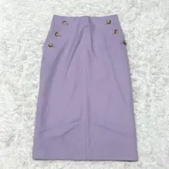 NOLLEY'S ロングスカート S タイト パープル コットン パステルカラー