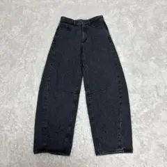 美品 GU バレルレッグジーンズ デニム ダークグレー S 完売品 ジーユー