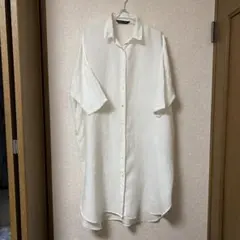 ミズイロインド 日本製 コットン シャツ ブラウス ロング 白 長袖 
