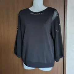 お値下げビジュー付きブラック五分袖チュニック