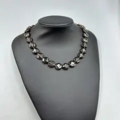 250ヴィンテージ　黒と茶色の水晶ビーズネックレス