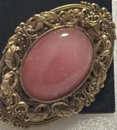 アンティーク調ピンクオーバルストーン？ブローチ年代物レトロビンテージヴィンテージ