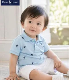 ラルフローレン 70 80 12M ポロシャツ ベビー　水色　夏　半袖　シャツ