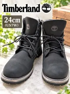 極美品 Timberland ブラック ブーツ レディース 24cm